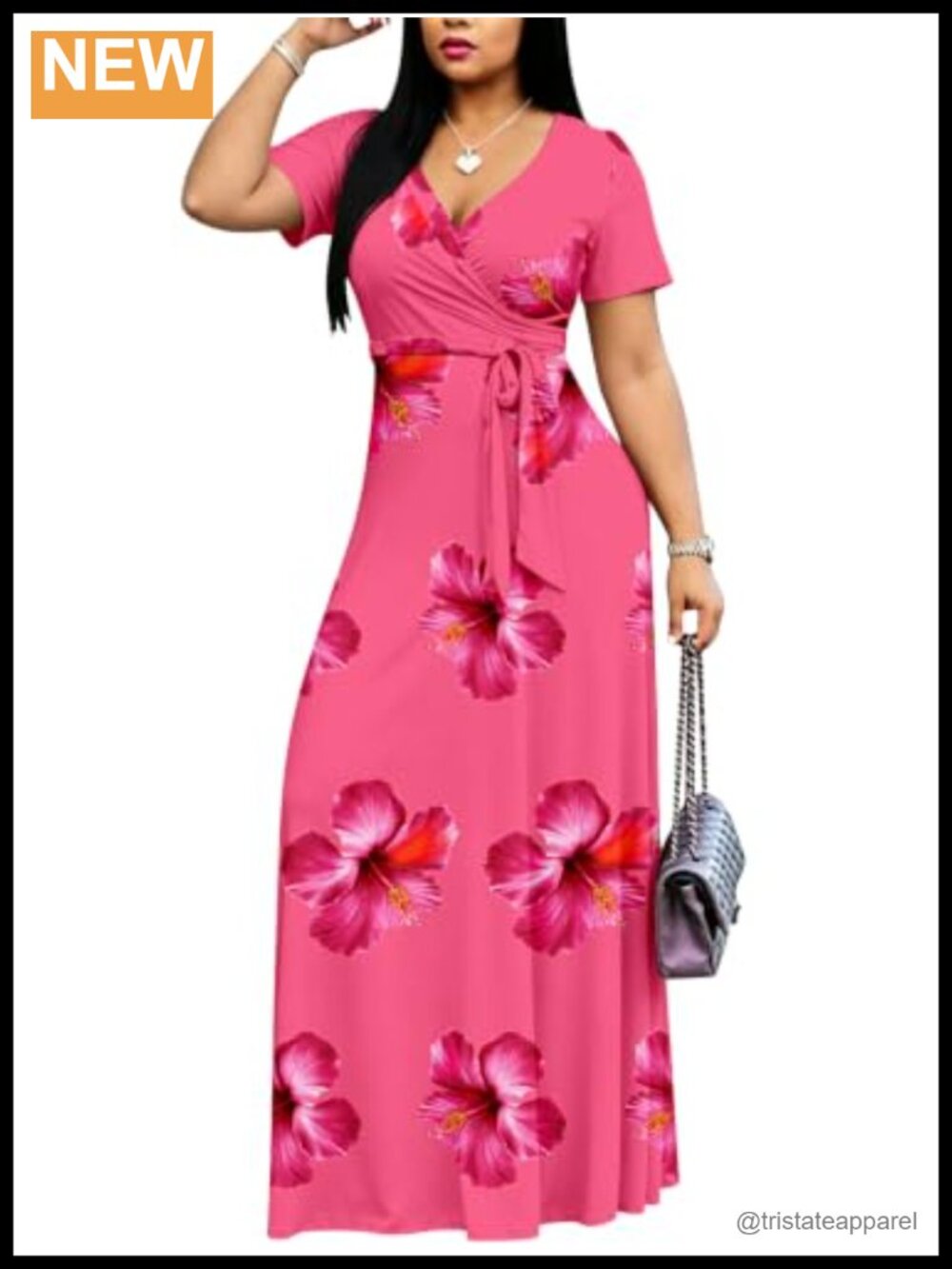 Women's Plus Size Maxi Dress V Neck Short Sleeve Sundress